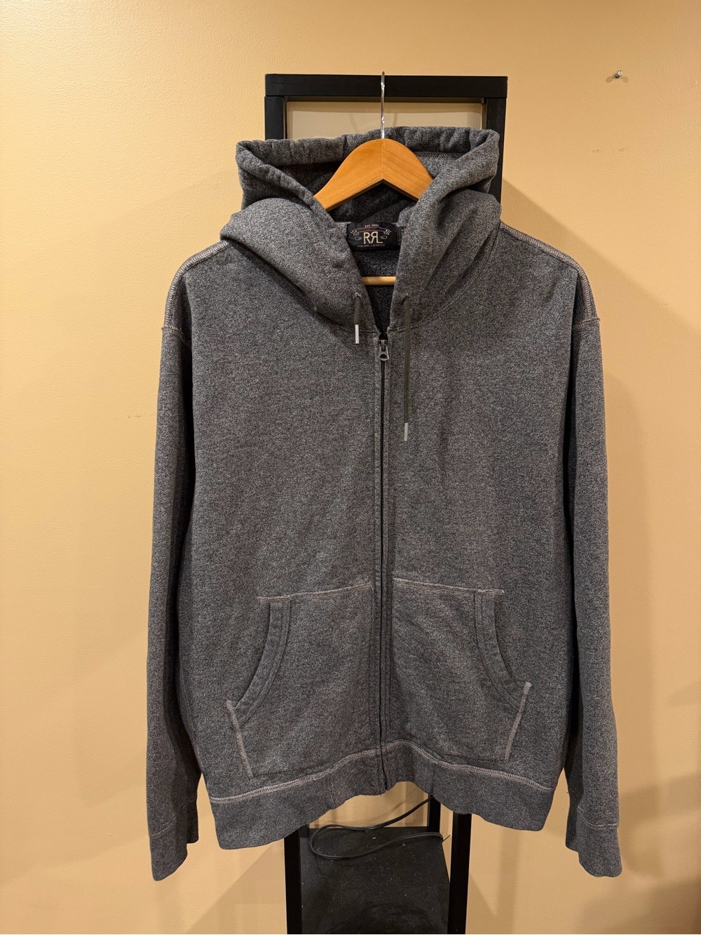 RRL Ralph Lauren Gray French Terry Zip Up Hoodie